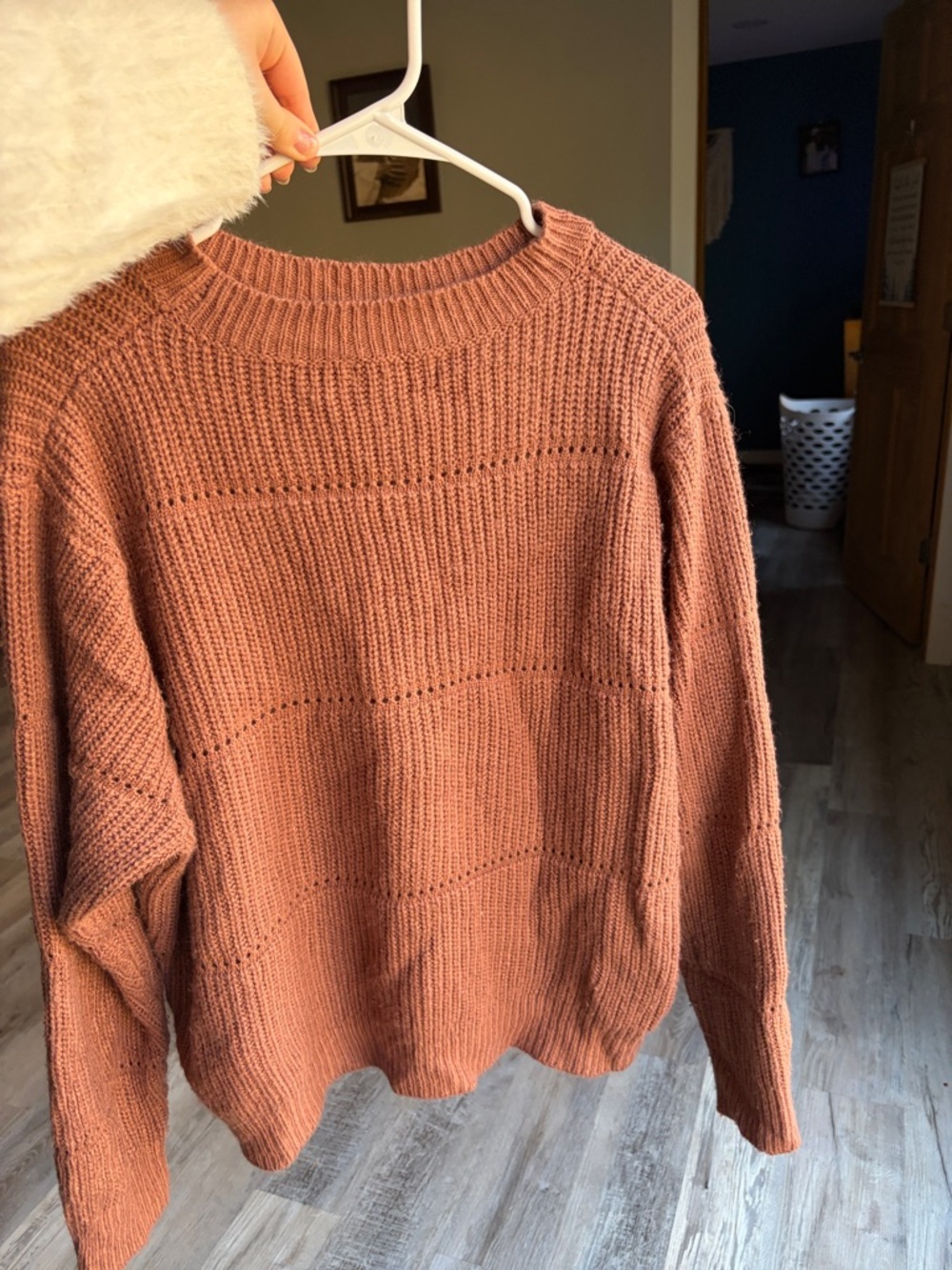 SHEIN Ribbed Crewneck Sweater in Terracotta